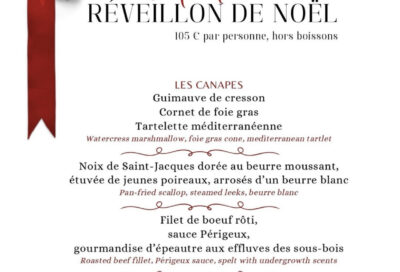 Menu réveillon de noël – La Table de la Réserve_Beaulieu-sur-Mer